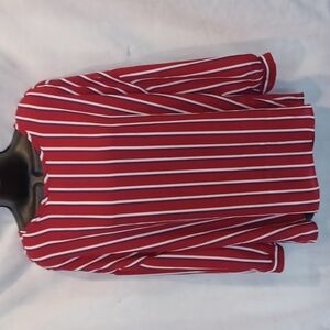 Como Vintage Red Purple cream Stripe, cute bow on back, Top M